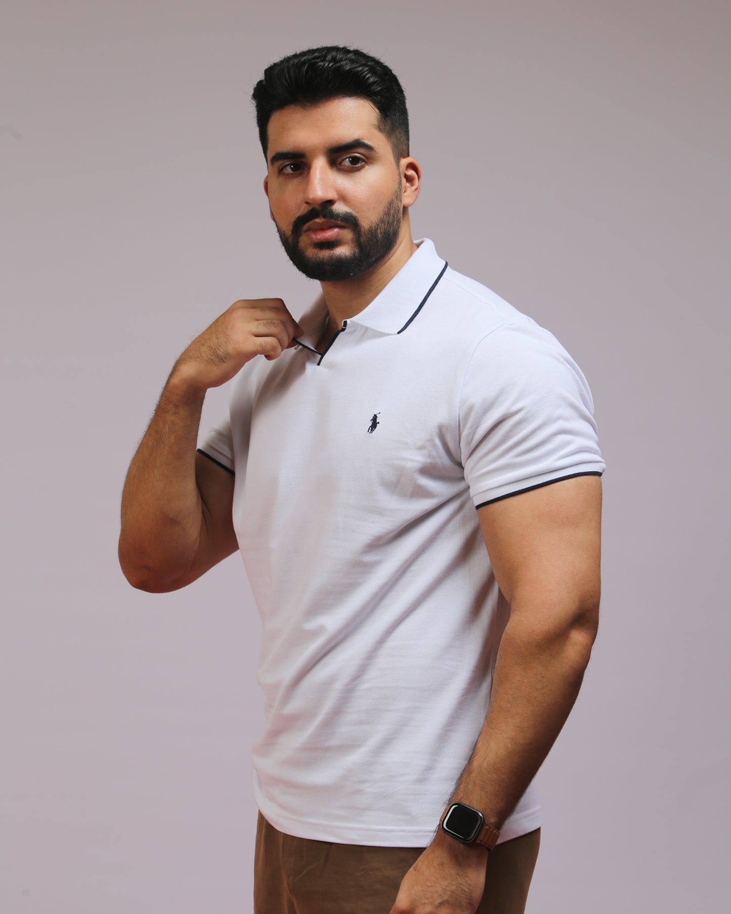 polo shirt rl col v en coton piqué rl01v2