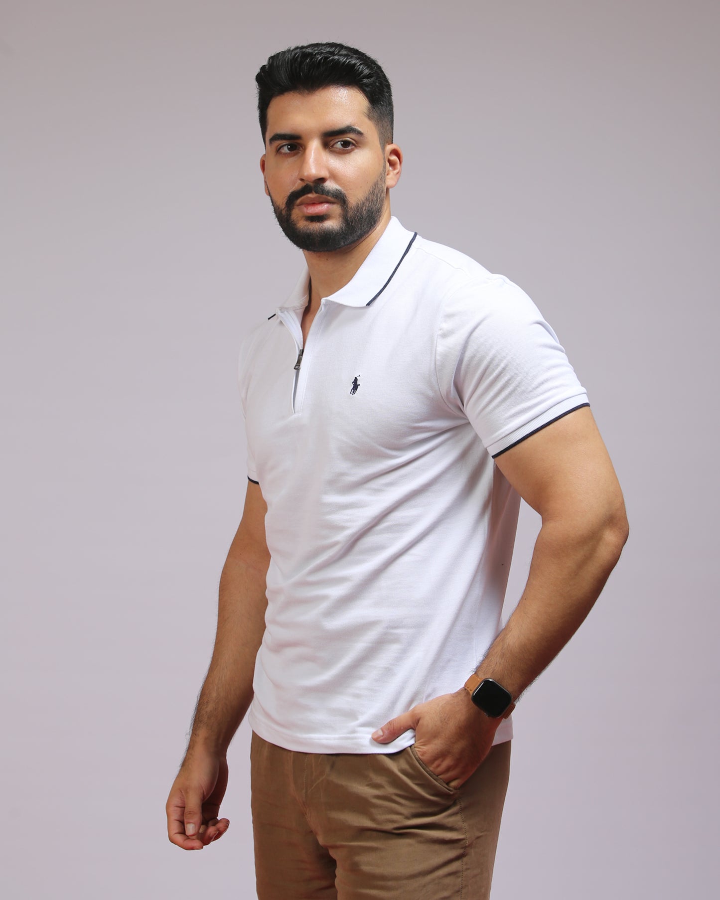 polo shirt rl avec zip en coton piqué rl02