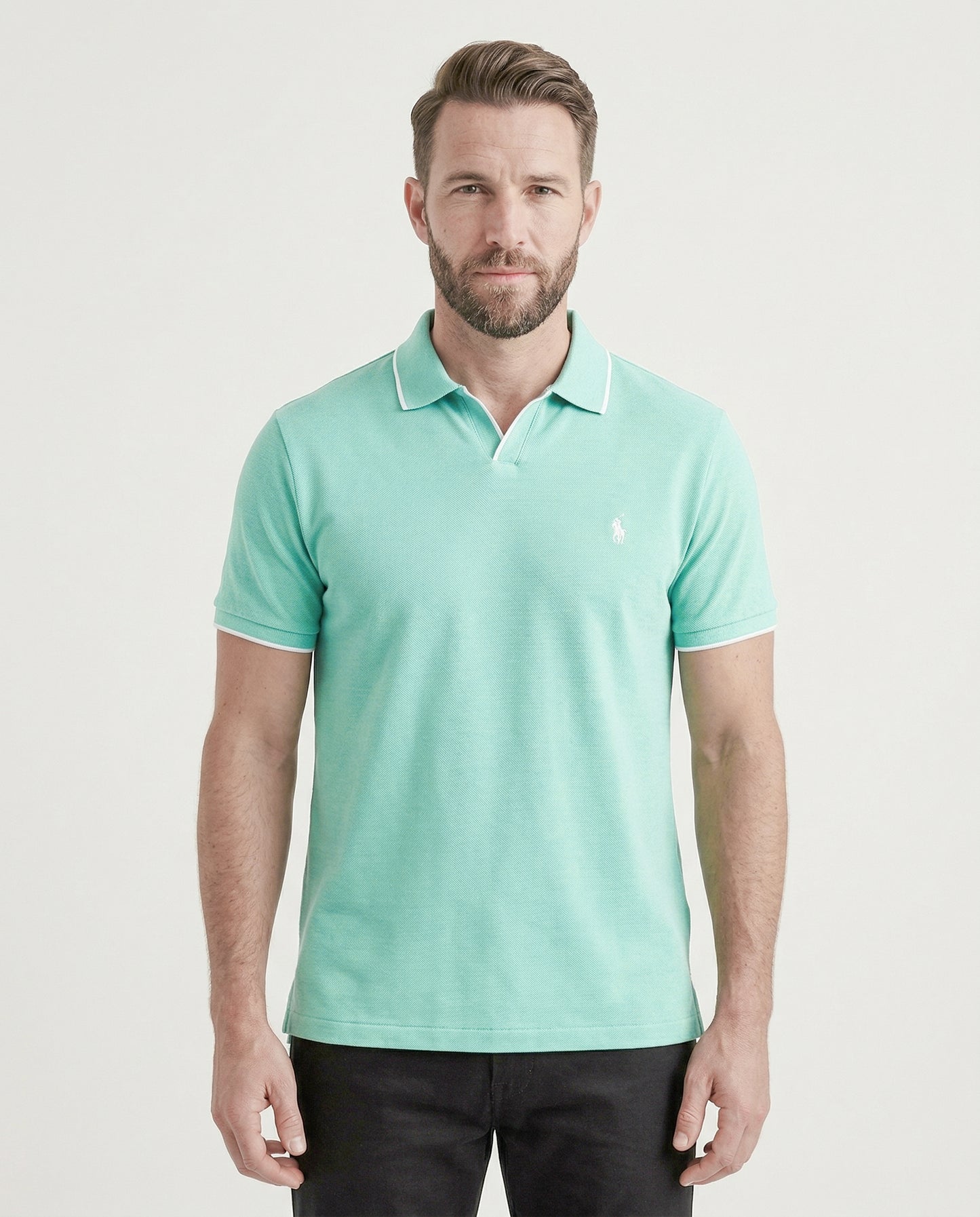 polo shirt rl col v en coton piqué rl01