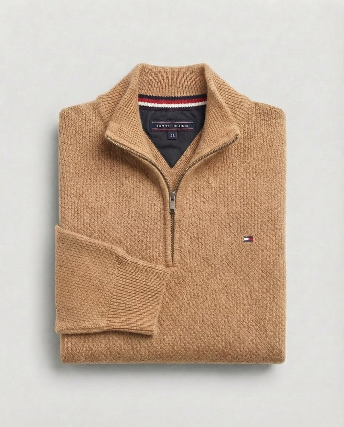 half-zip piqué knit sweatshirt