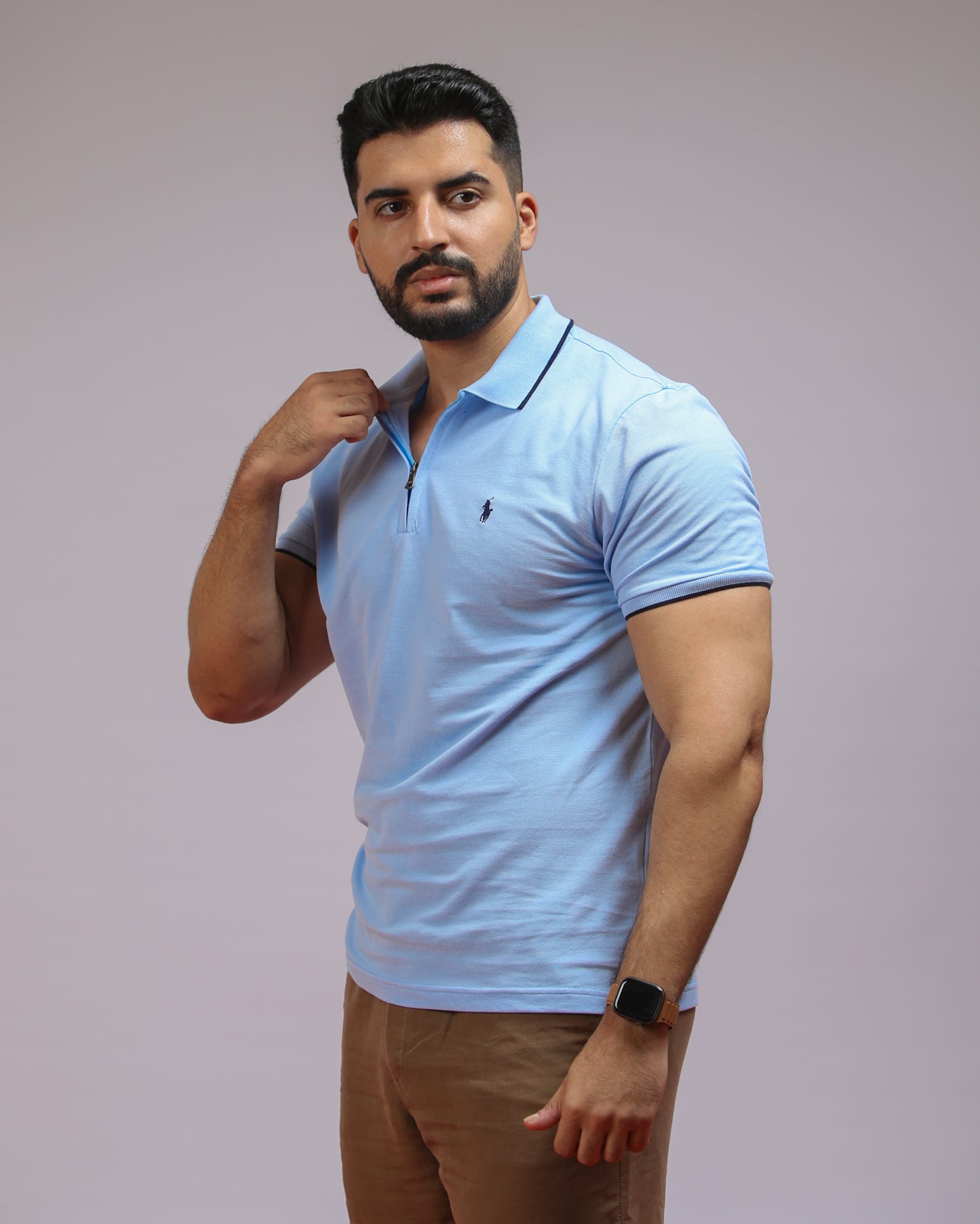 polo shirt rl avec zip en coton piqué rl02