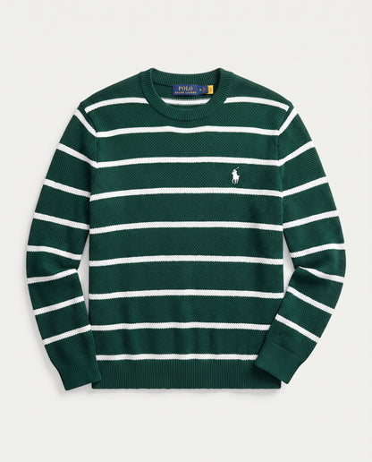 Pull RL rayé en coton piqué