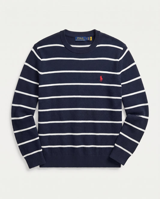 Pull RL rayé en coton piqué