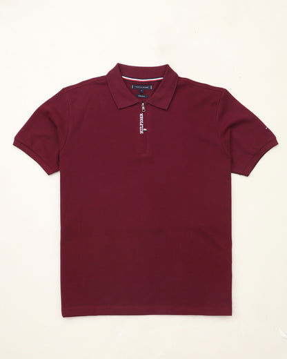 Polo shirt TH avec zip en coton piqué TH03