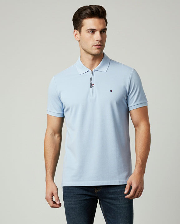 polo shirt th avec zip en coton piqué th03