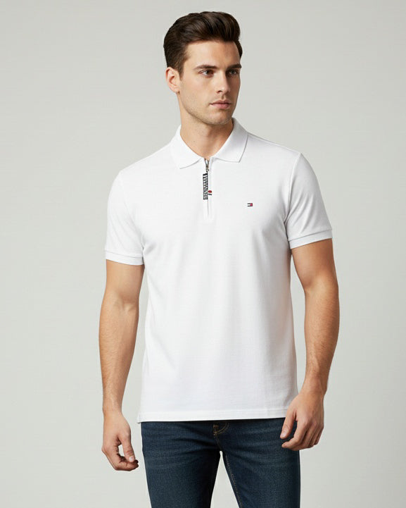 polo shirt th avec zip en coton piqué th03