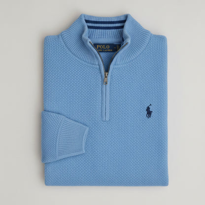 Pull RL tricot pique demi-zip