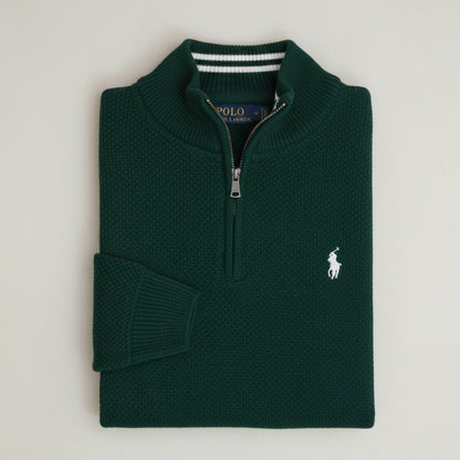 Pull RL tricot pique demi-zip