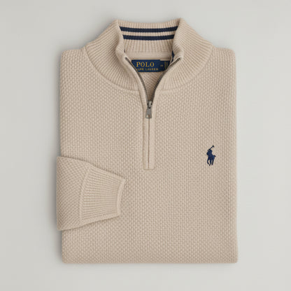 Pull RL tricot pique demi-zip