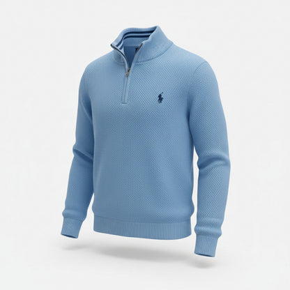 Pull RL tricot pique demi-zip