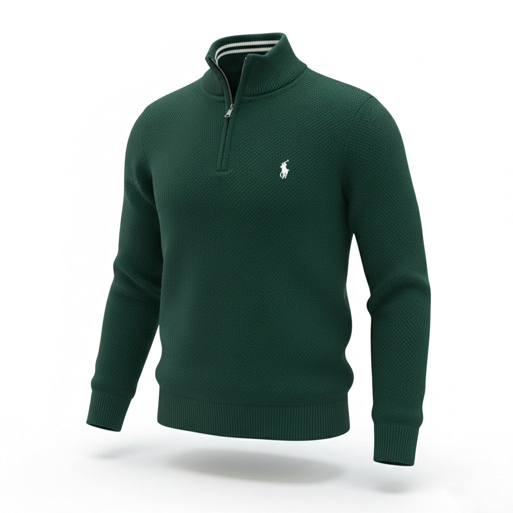 pull rl tricot pique demi-zip