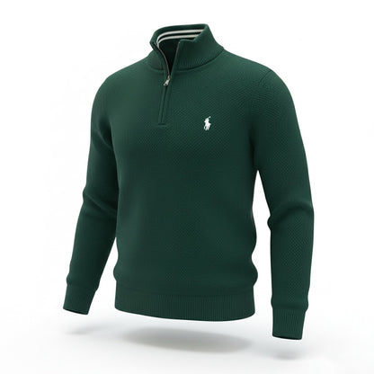 Pull RL tricot pique demi-zip