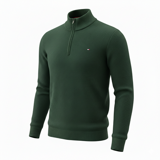 Pull TH tricot pique demi-zip