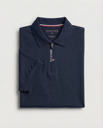 Polo shirt TH avec zip en coton piqué TH03