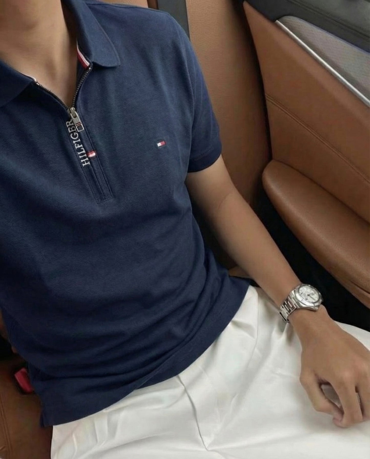 polo shirt th avec zip en coton piqué th03