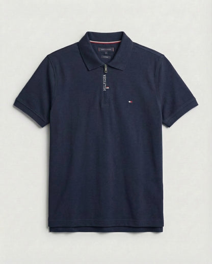 Polo shirt TH avec zip en coton piqué TH03