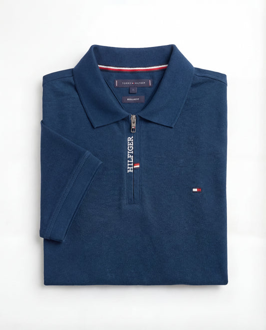 Polo shirt TH avec zip en coton piqué TH03