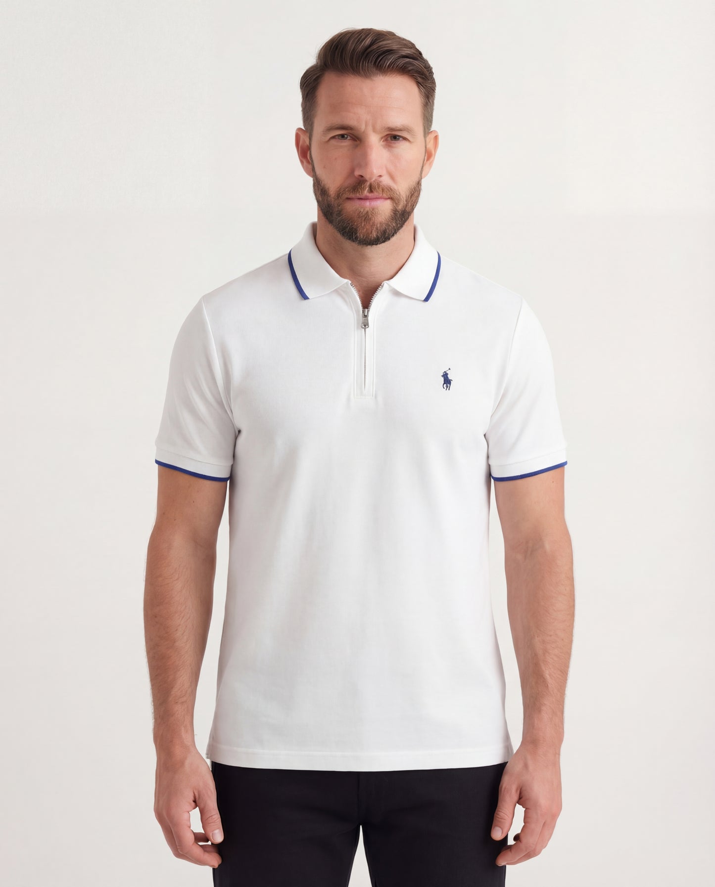 polo shirt rl avec zip en coton piqué rl02