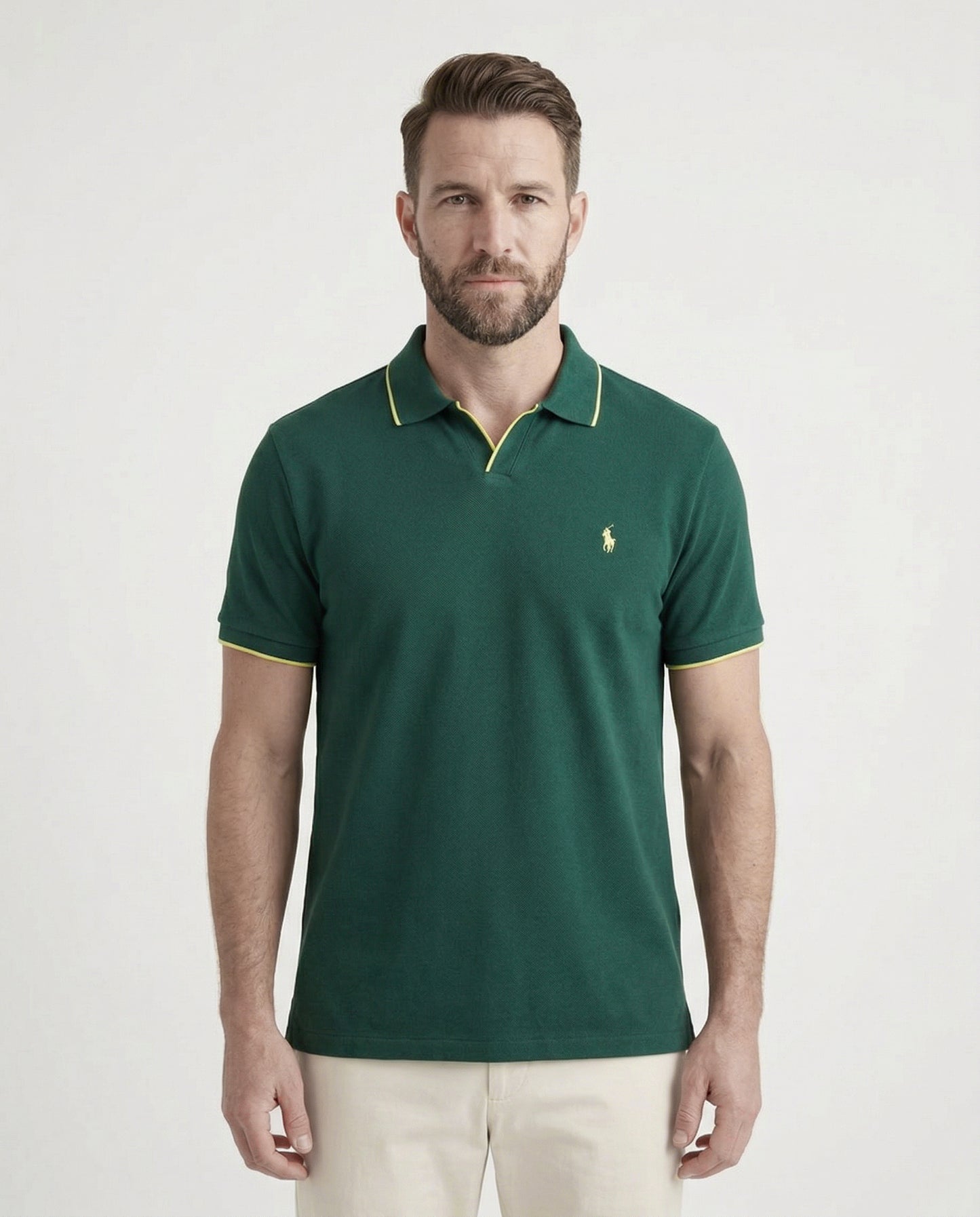 polo shirt rl col v en coton piqué rl01