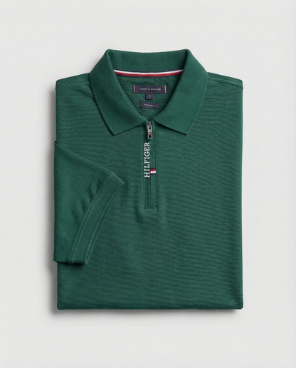 Polo shirt TH avec zip en coton piqué TH03