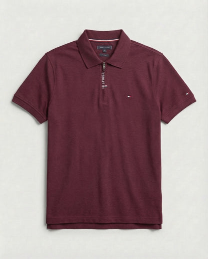 Polo shirt TH avec zip en coton piqué TH03