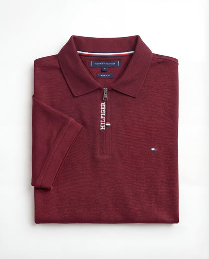 Polo shirt TH avec zip en coton piqué TH03