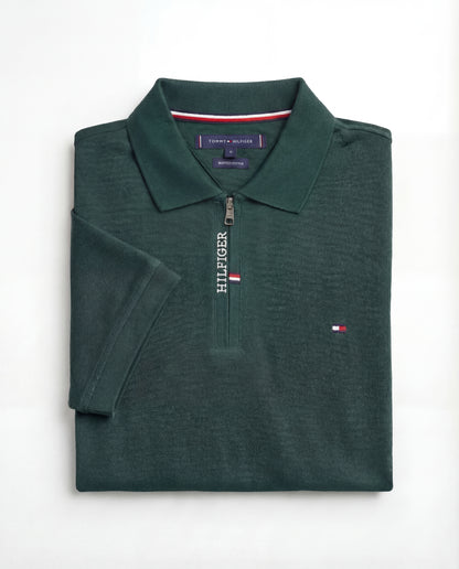 Polo shirt TH avec zip en coton piqué TH03