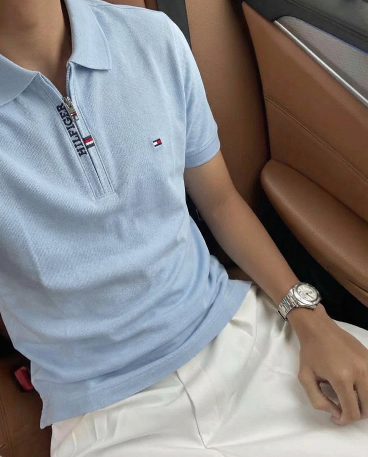 polo shirt th avec zip en coton piqué th03