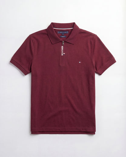 Polo shirt TH avec zip en coton piqué TH03
