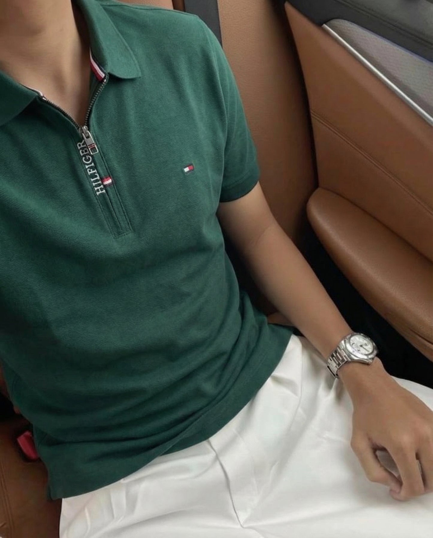 polo shirt th avec zip en coton piqué th03