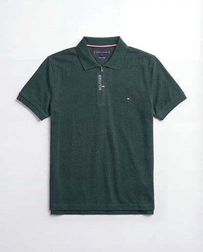 Polo shirt TH avec zip en coton piqué TH03