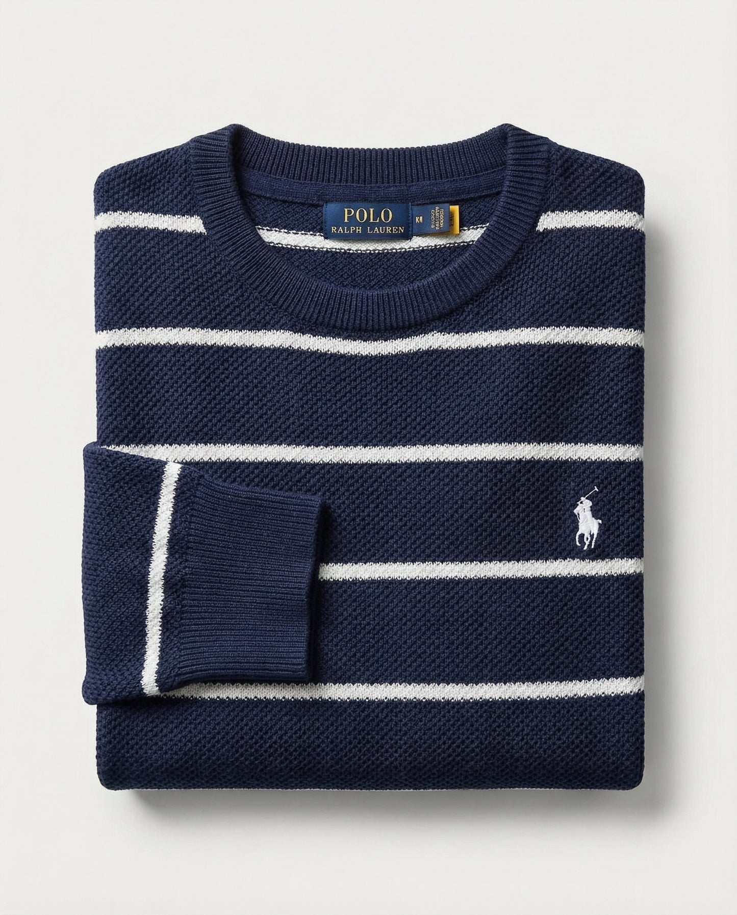 pull rl rayé en coton piqué