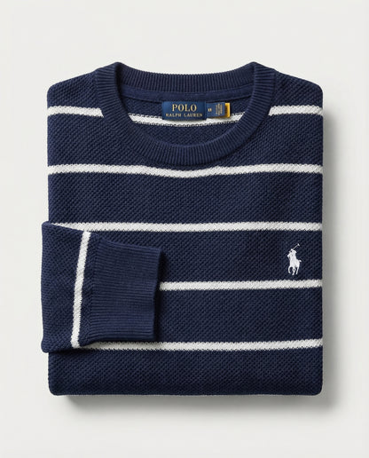 Pull RL rayé en coton piqué