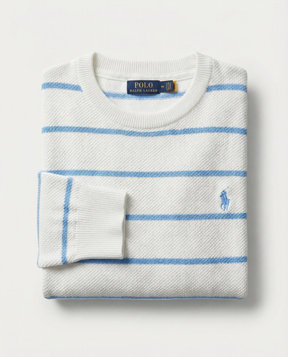 Pull RL rayé en coton piqué