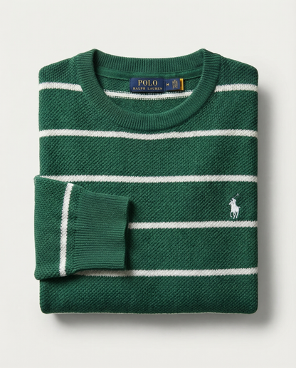 Pull RL rayé en coton piqué