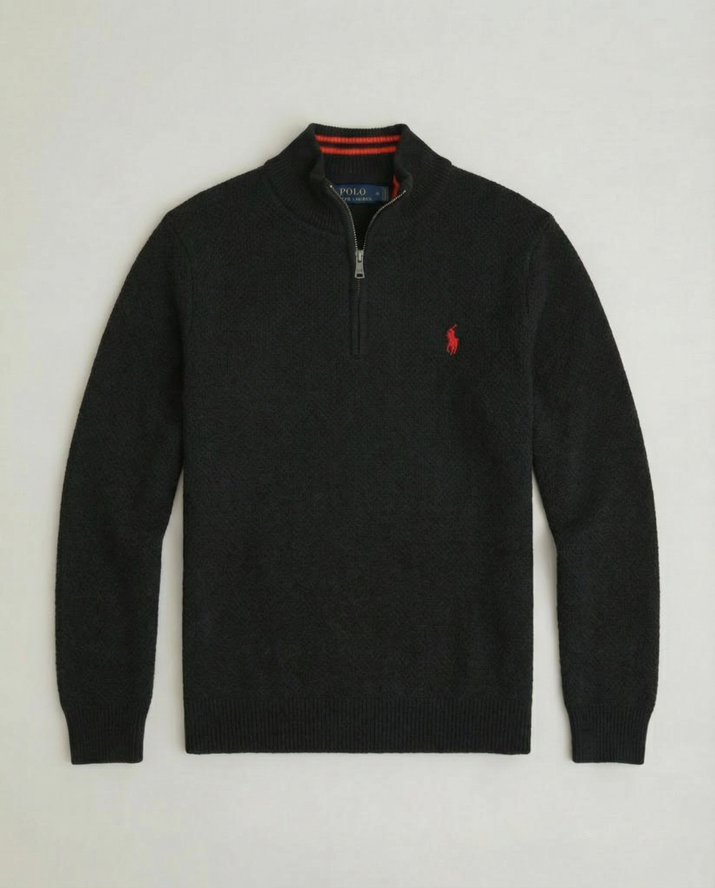 pull rl tricot pique demi-zip