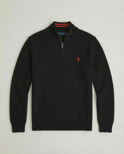 Pull RL tricot pique demi-zip