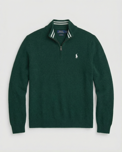 Pull RL tricot pique demi-zip