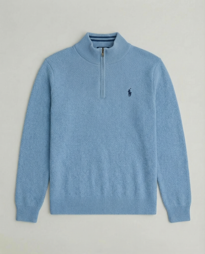 Pull RL tricot pique demi-zip