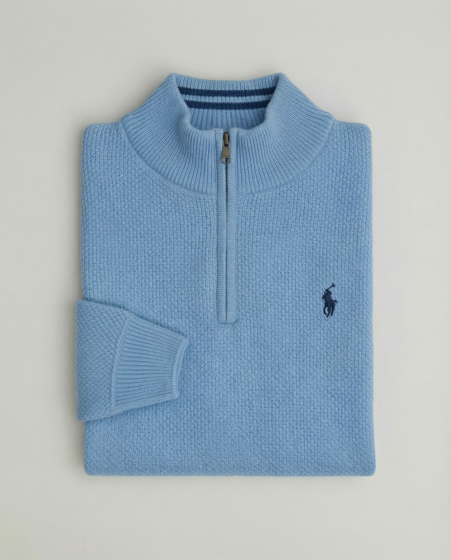 pull rl tricot pique demi-zip