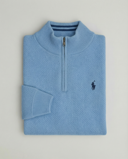 Pull RL tricot pique demi-zip