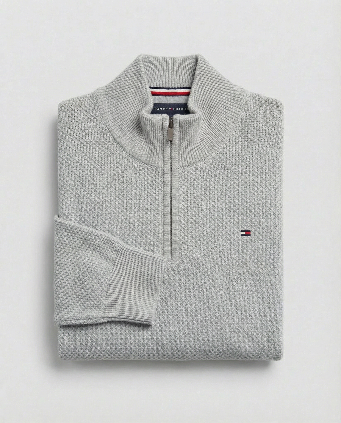 pull th tricot pique demi-zip