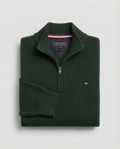 Pull TH tricot pique demi-zip