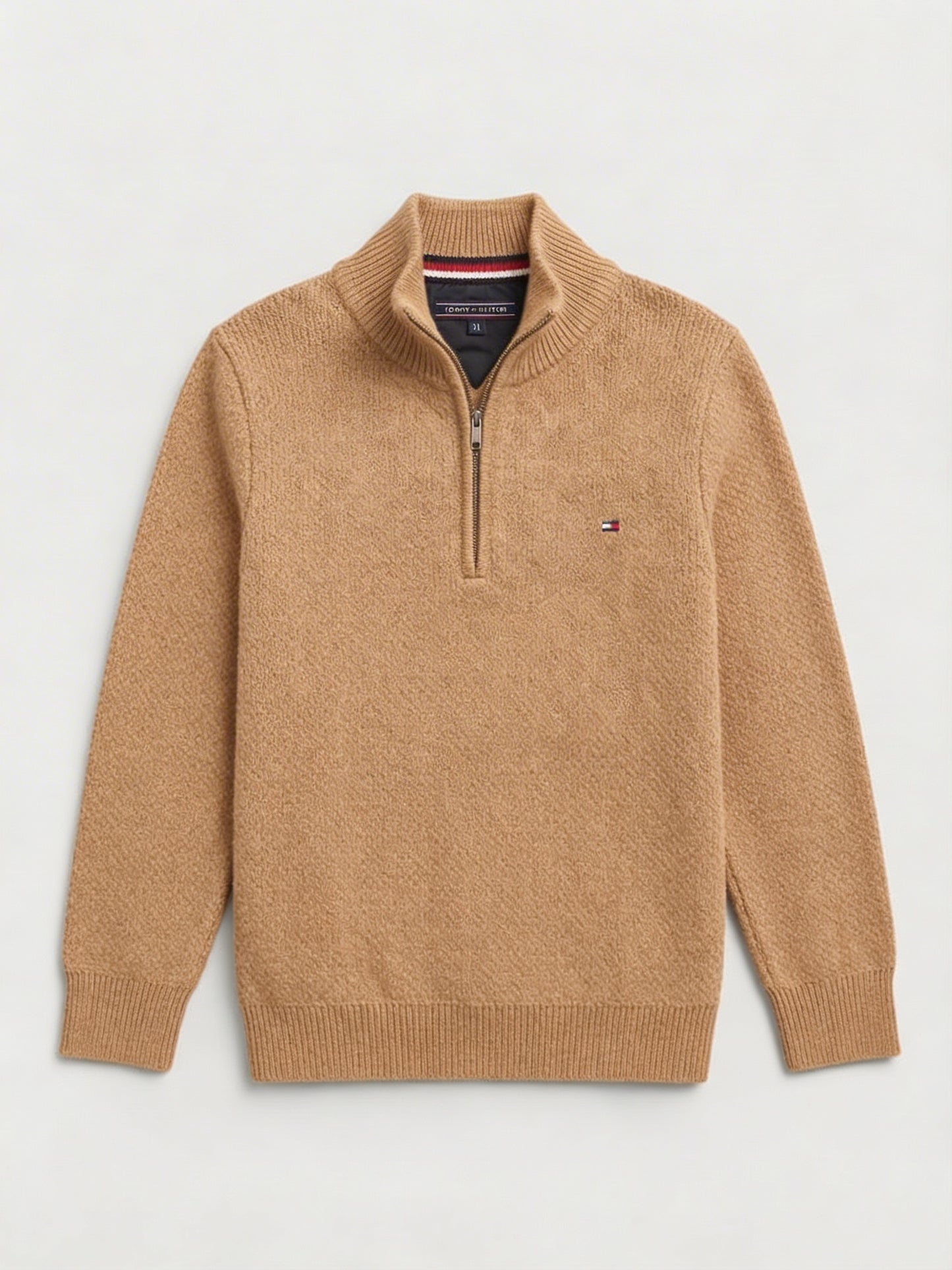 pull th tricot pique demi-zip