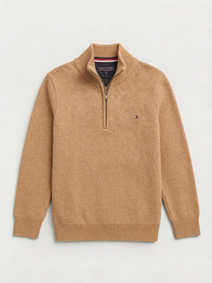 Pull TH tricot pique demi-zip