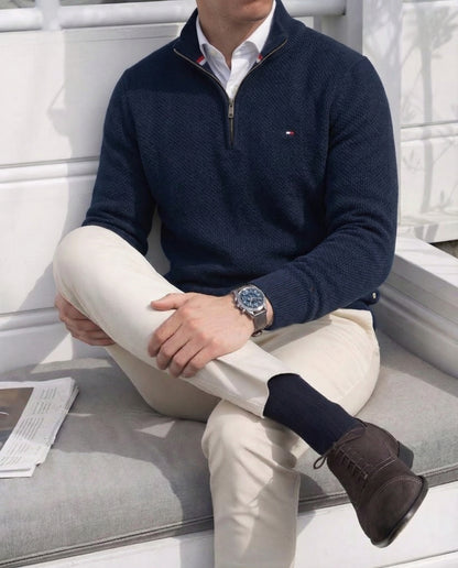 Pull TH tricot pique demi-zip