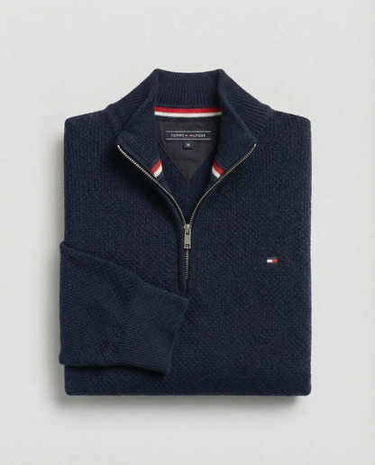 Pull TH tricot pique demi-zip