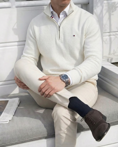 Pull TH tricot pique demi-zip