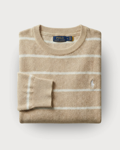 Pull RL rayé en coton piqué