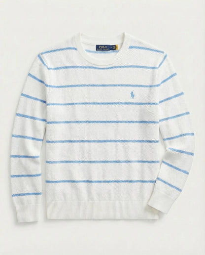 Pull RL rayé en coton piqué